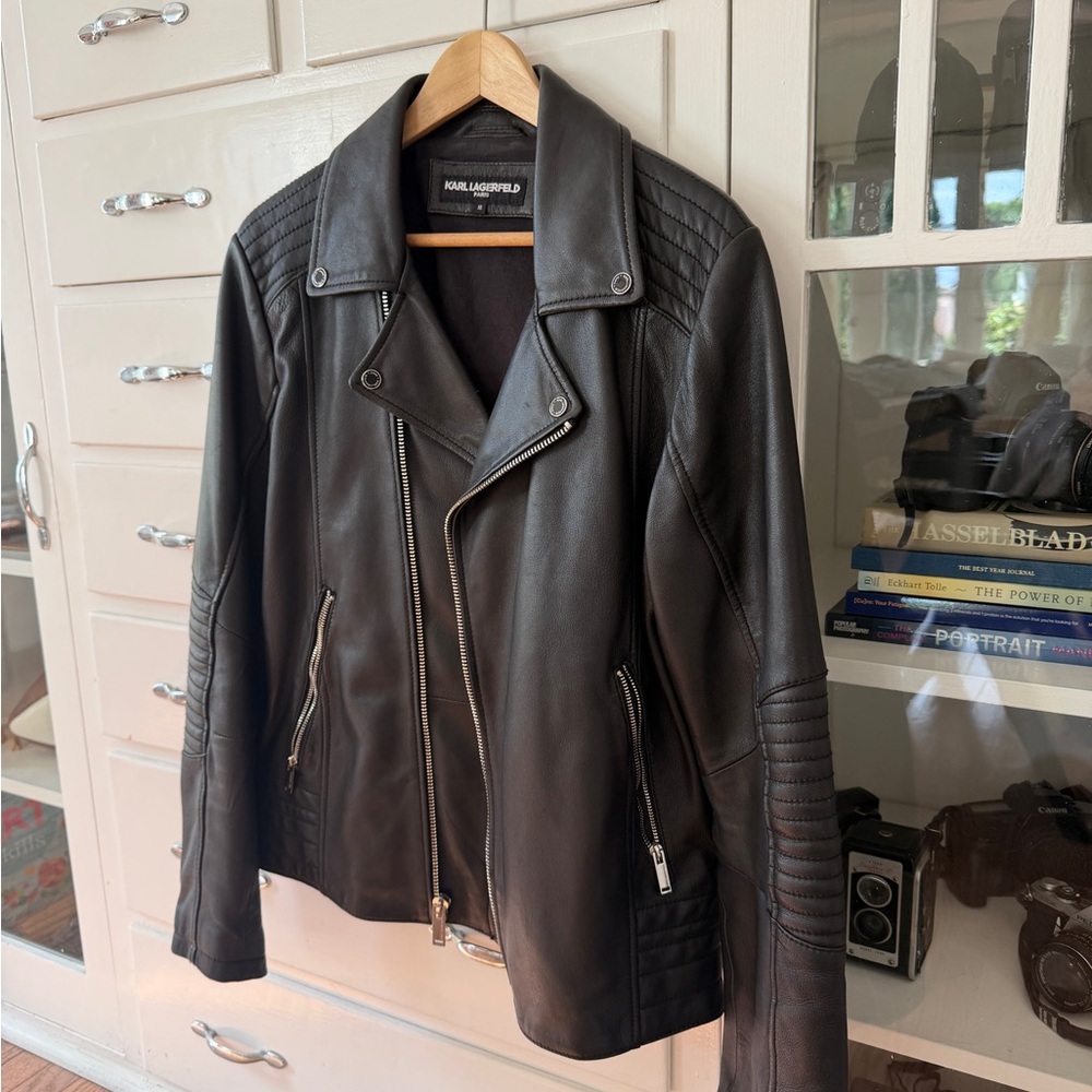 Karl Lagerfeld Dark Brown Leather Jacket